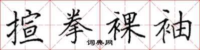 田英章揎拳裸袖楷書怎么寫