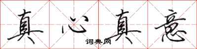 田英章真心真意行書怎么寫