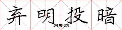 袁強棄明投暗楷書怎么寫