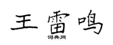 袁強王雷鳴楷書個性簽名怎么寫