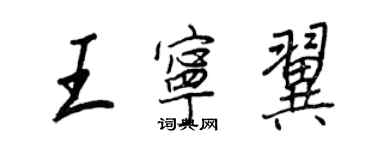 王正良王寧翼行書個性簽名怎么寫