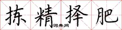 荊霄鵬揀精擇肥楷書怎么寫