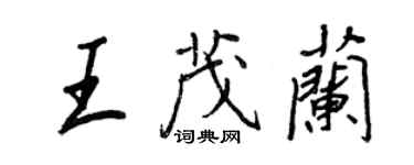 王正良王茂蘭行書個性簽名怎么寫