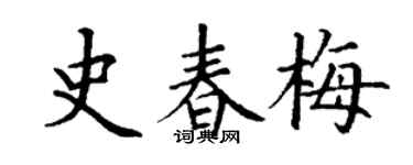 丁謙史春梅楷書個性簽名怎么寫