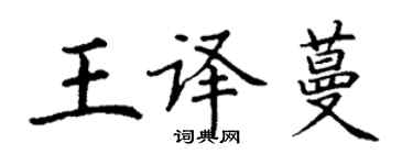 丁謙王譯蔓楷書個性簽名怎么寫