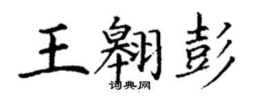 丁謙王翱彭楷書個性簽名怎么寫