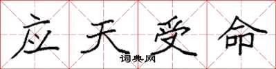 袁強應天受命楷書怎么寫