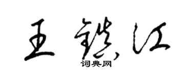 梁錦英王鎮江草書個性簽名怎么寫