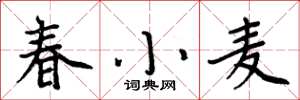 周炳元春小麥楷書怎么寫