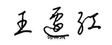 梁錦英王遷紅草書個性簽名怎么寫