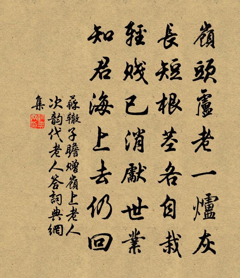 蘇轍子瞻贈嶺上老人次韻代老人答書法作品欣賞