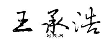 曾慶福王承浩行書個性簽名怎么寫