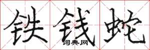 駱恆光鐵錢蛇楷書怎么寫