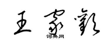 梁錦英王家歡草書個性簽名怎么寫