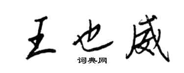 王正良王也威行書個性簽名怎么寫