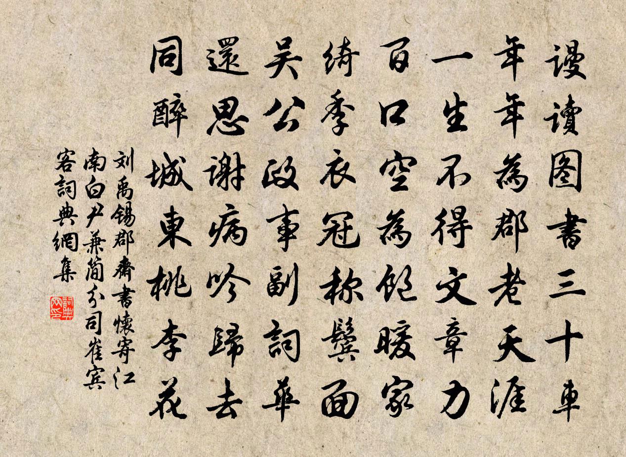 劉禹錫郡齋書懷寄江南白尹,兼簡分司崔賓客書法作品欣賞