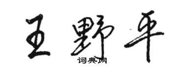 駱恆光王野平行書個性簽名怎么寫