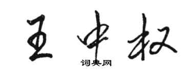 駱恆光王中權行書個性簽名怎么寫