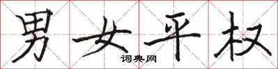 駱恆光男女平權楷書怎么寫