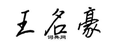 王正良王名豪行書個性簽名怎么寫