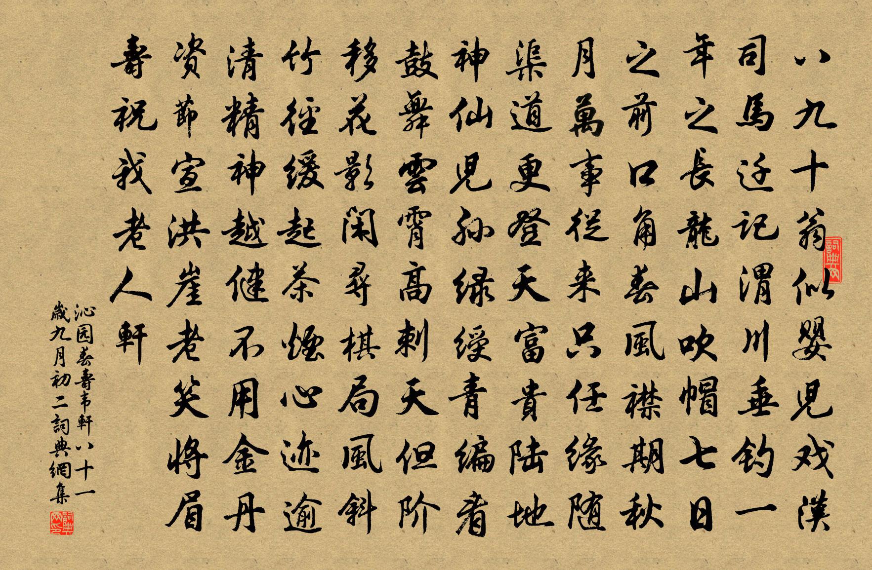 佚名沁園春(壽韋軒八十一歲·九月初二)書法作品欣賞