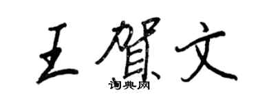 王正良王賀文行書個性簽名怎么寫