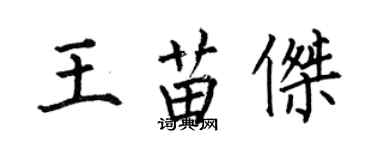 何伯昌王苗傑楷書個性簽名怎么寫