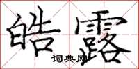龐中華皓露楷書怎么寫