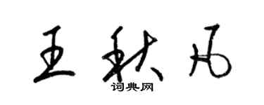 梁錦英王秋凡草書個性簽名怎么寫