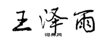 曾慶福王澤雨行書個性簽名怎么寫