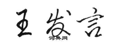駱恆光王發言行書個性簽名怎么寫