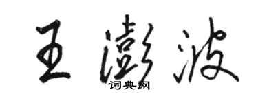 駱恆光王澎波行書個性簽名怎么寫