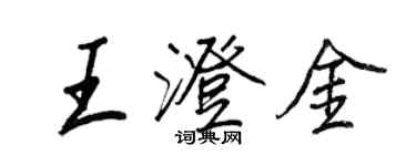 王正良王澄金行書個性簽名怎么寫