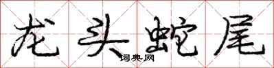 龐中華龍頭蛇尾行書怎么寫