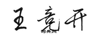 駱恆光王競開行書個性簽名怎么寫