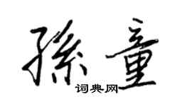 王正良孫童行書個性簽名怎么寫