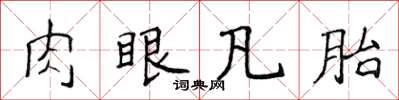侯登峰肉眼凡胎楷書怎么寫