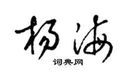 梁錦英楊海草書個性簽名怎么寫