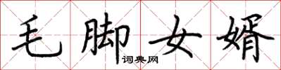 荊霄鵬毛腳女婿楷書怎么寫