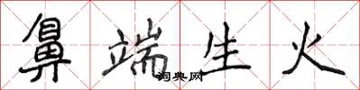 侯登峰鼻端生火楷書怎么寫