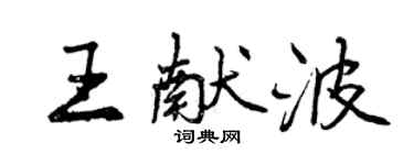 曾慶福王獻波行書個性簽名怎么寫