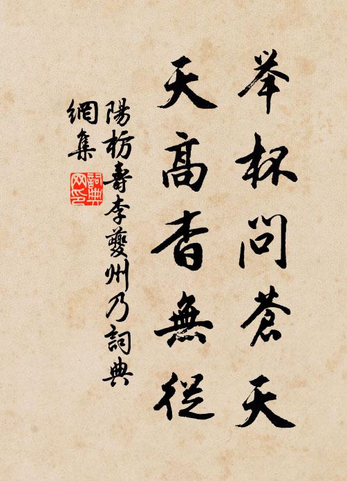 陽枋舉杯問蒼天,天高杳無從書法作品欣賞