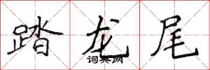 侯登峰踏龍尾楷書怎么寫