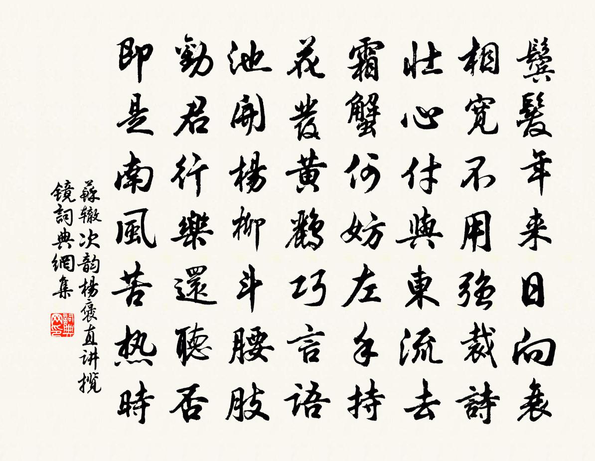 蘇轍次韻楊褒直講攬鏡書法作品欣賞