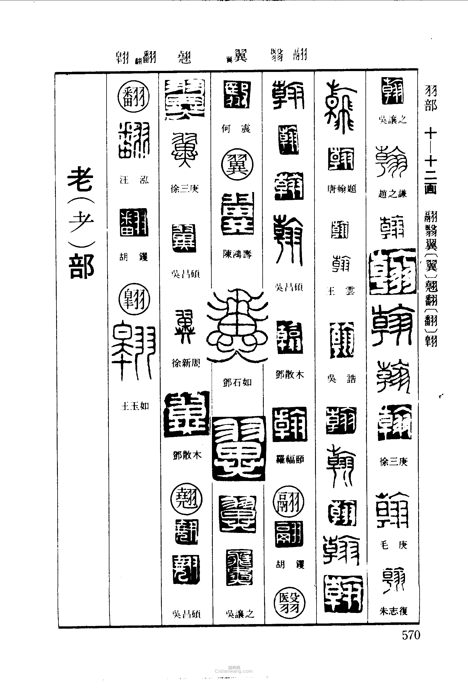 篆刻字典的篆刻印章翰翮翼翻翶