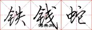 田英章鐵錢蛇行書怎么寫