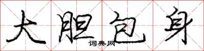 龐中華大膽包身行書怎么寫