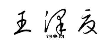 梁錦英王澤夏草書個性簽名怎么寫