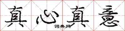 龐中華真心真意行書怎么寫