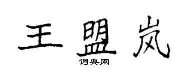 袁強王盟嵐楷書個性簽名怎么寫